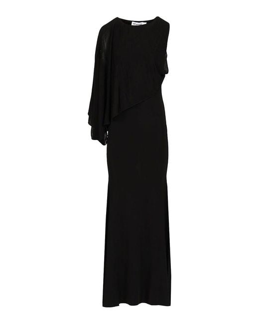 Self-Portrait Black Long One-Shoulder Dress