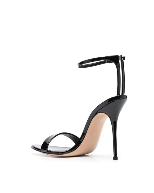 Casadei Black Patent Leather Sandals With Buckle-Fastening