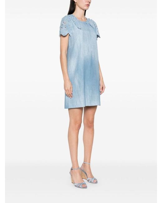 Ermanno Scervino Blue Short Dress With Print