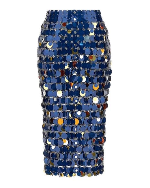 Rabanne Blue Sequin Midi Skirt