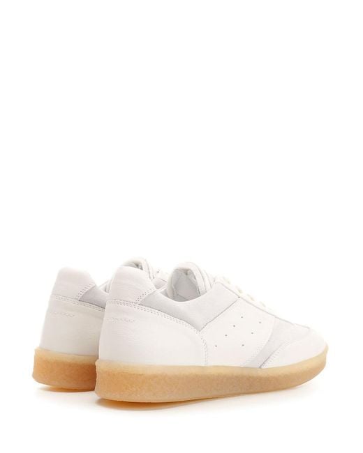 MM6 by Maison Martin Margiela White Low-Top Leather Sneakers for men