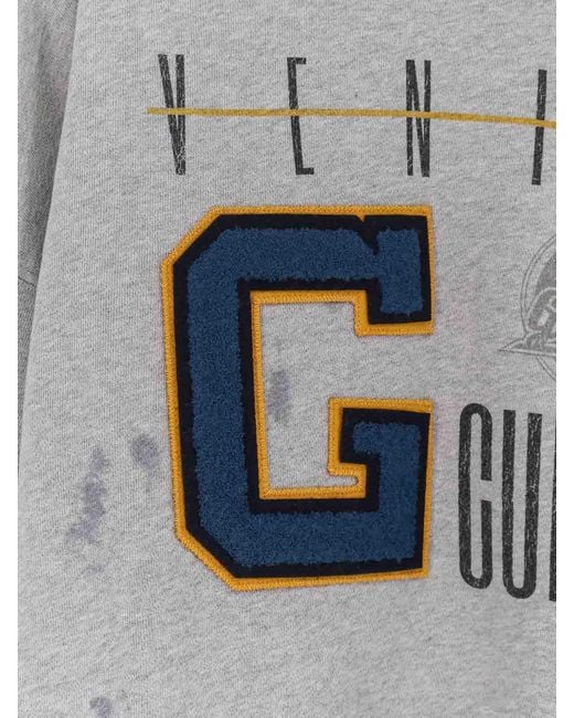 Golden Goose Deluxe Brand Gray Cotton Sweatshirt With Front Print for men
