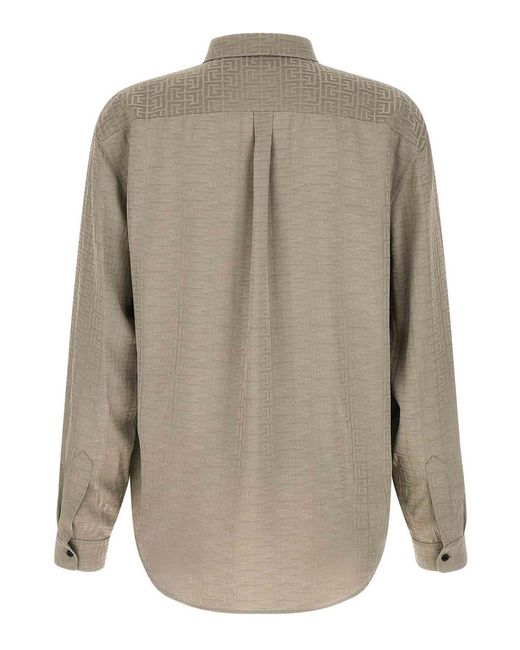 Balmain Natural Jacquard Monogram Shirt for men