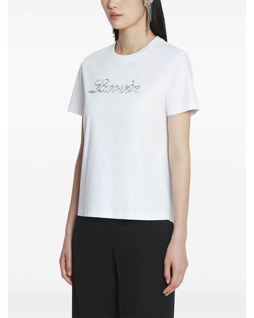 Lanvin White Embroidered Script Logo T-Shirt