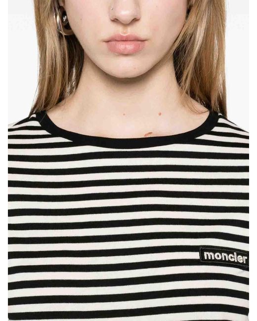 Moncler Black Striped Cotton T-Shirt