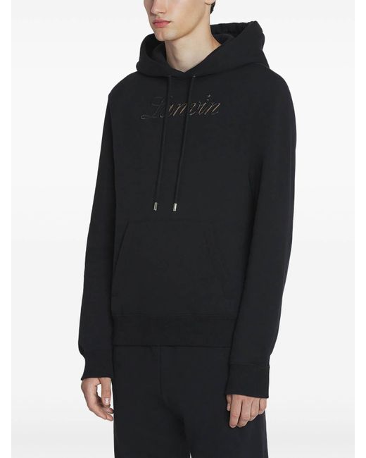 Lanvin Black Hoodie Logo Manuscrit Denim for men