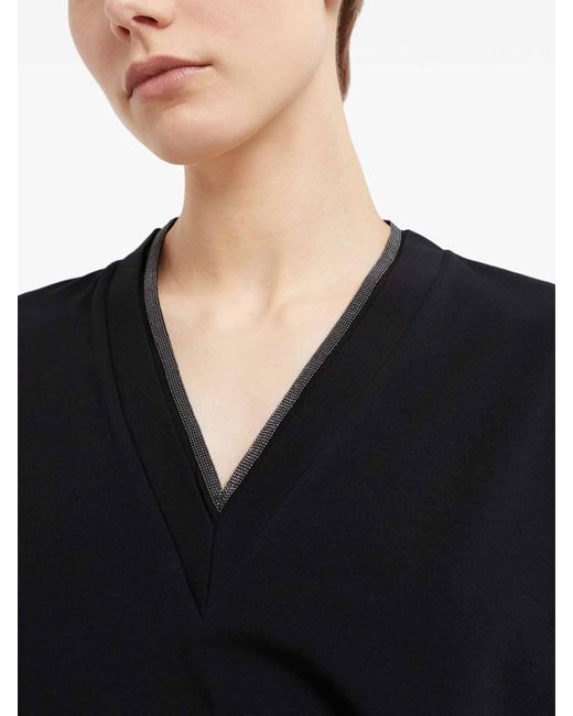 Brunello Cucinelli Black Top With V -Neck