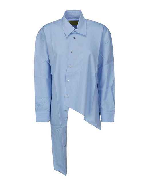 Marques'Almeida Blue Draped Wrap Shirt