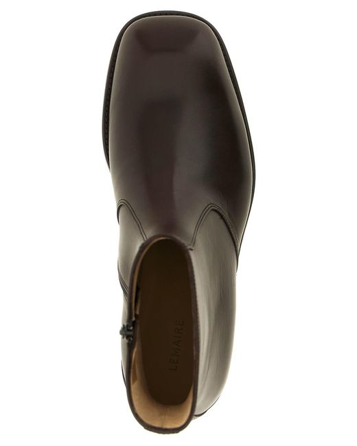 Lemaire Brown Zip Ankle Boots for men