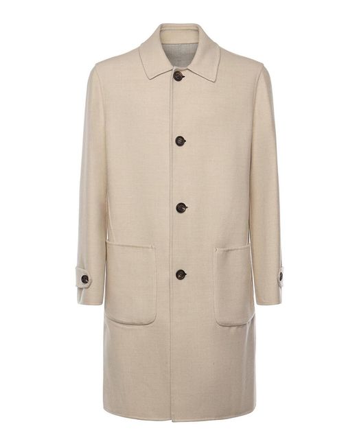 Eleventy Natural Reversible Wool Coat for men