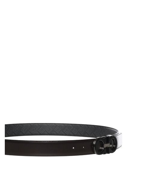 Ferragamo White Leather Gancini Belt for men