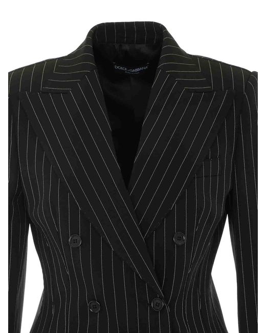 Dolce & Gabbana Black Double Breasted Striped Jacket