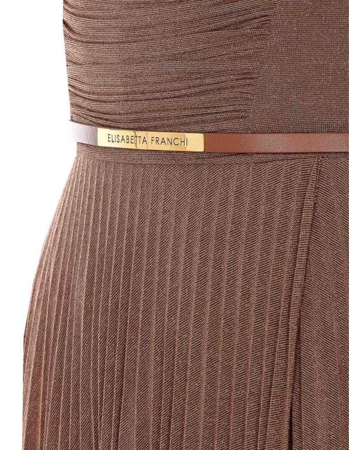 Elisabetta Franchi Brown Cuoio Dress
