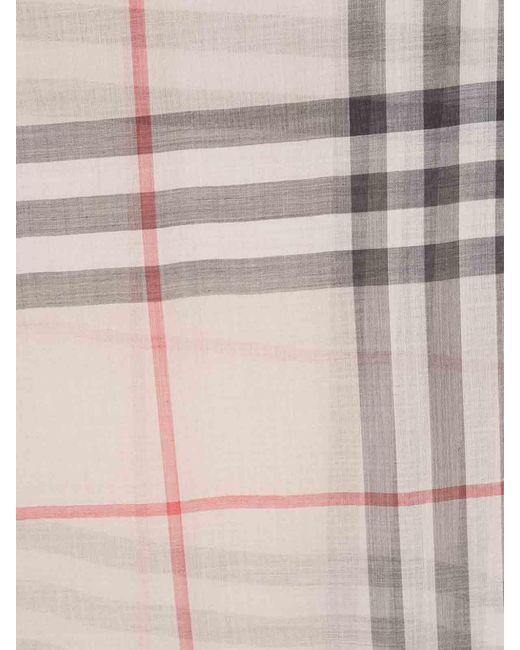 Burberry White Giant Check Wool And Silk Blend Scarf