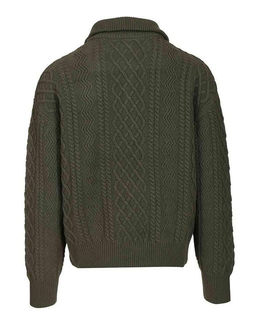 Loewe Green Zip-Up Sweater for men
