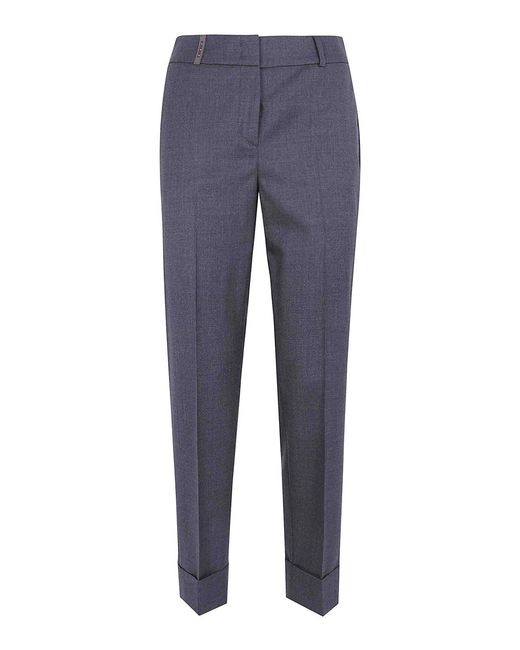 Peserico Blue Regular Waist Trousers