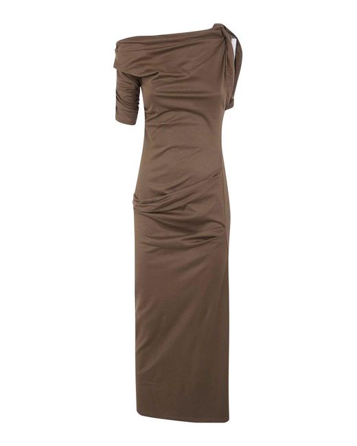 Jacquemus Brown La Robe Drapeado Long Dress