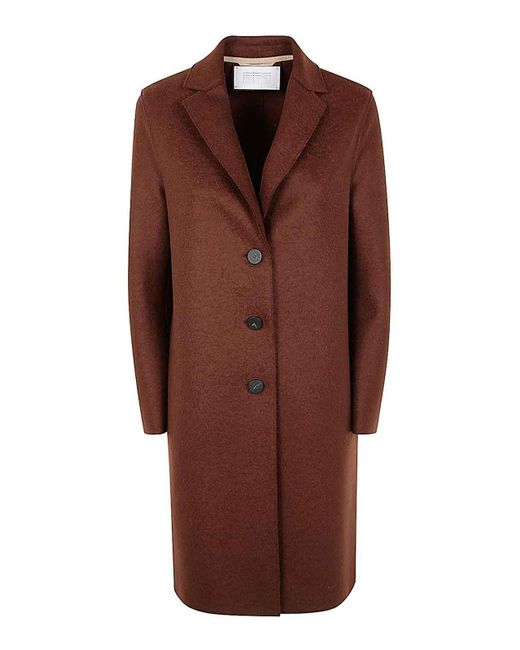 Harris Wharf London Brown Overcoat Pressed Wool