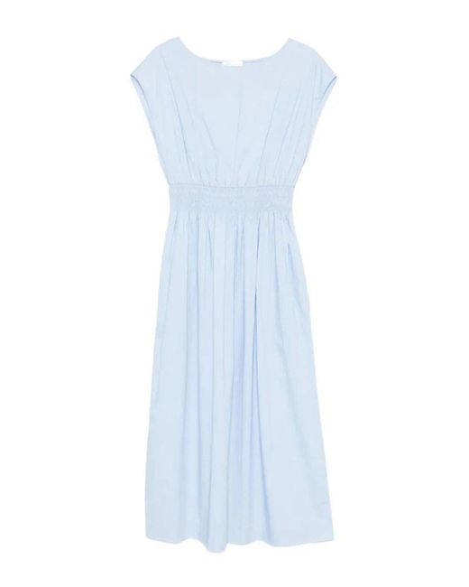 Roberto Collina Blue Elasticated Waist Cotton Midi Dress