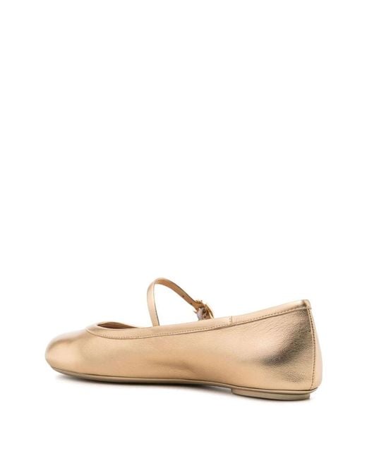 Gianvito Rossi Natural Round-Head Flat Shoes