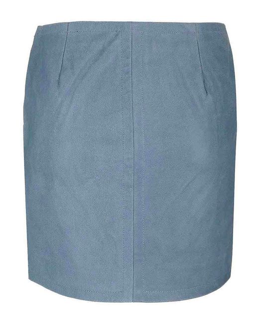 Stand Studio Blue Leather Mini Skirt