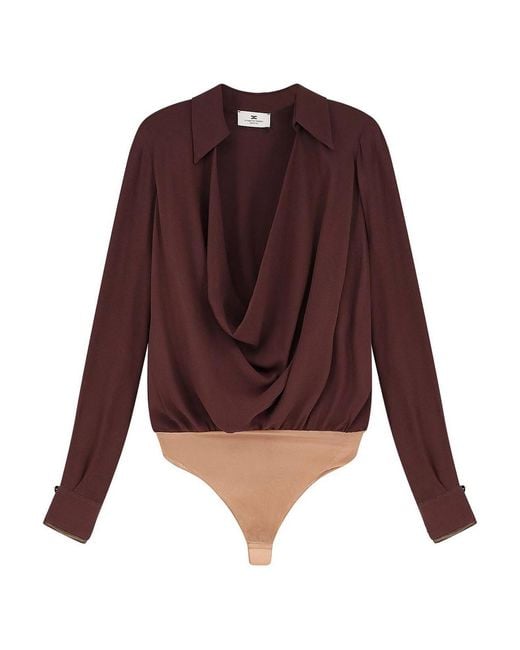 Elisabetta Franchi Purple Viscose Bodysuit Shirt