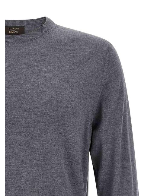 Zanone Gray Flexwool Wool Sweater for men