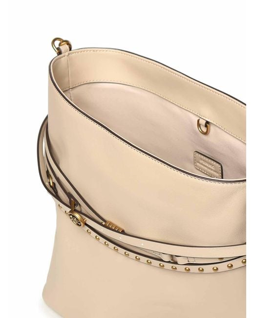Pinko Natural Medium Leather Bucket Belt Bag