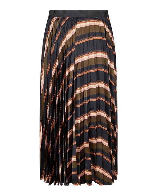 Sacai Black Horizontal Stripe Skirt