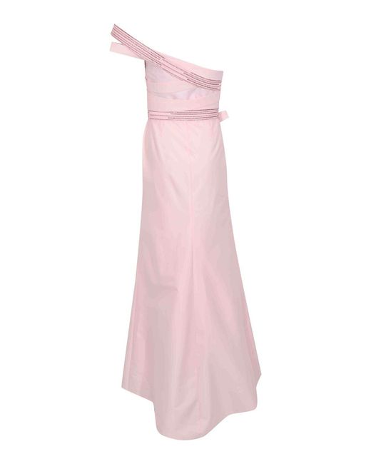 Tarik Ediz Pink Perli 99093 Long Dress