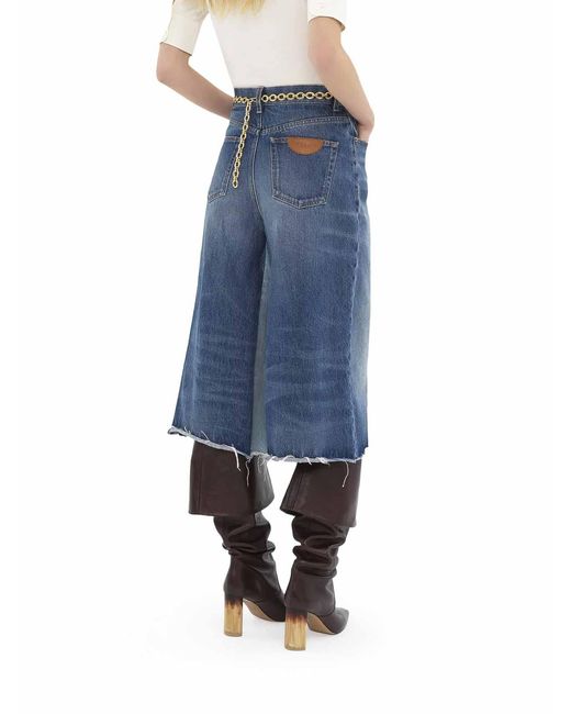 Chloé Blue Shorts Bermuda In Denim Patchwork