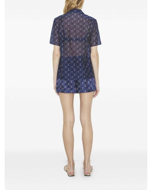 Tory Burch Blue Printed Silk Blend Shorts