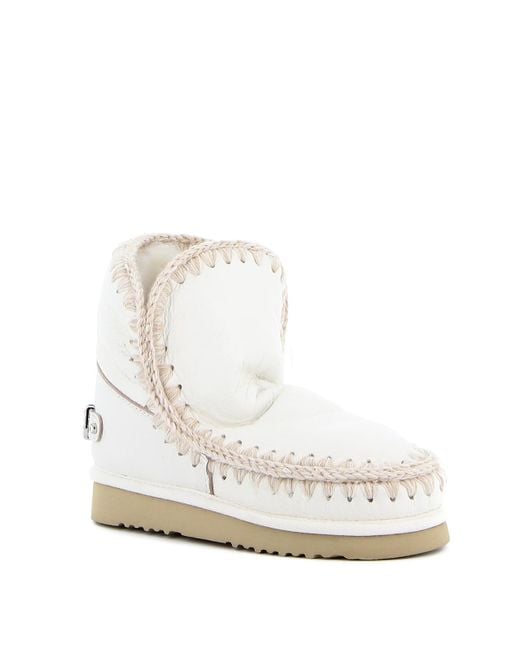 Mou White Eskimo 18 Rhinestone Logo Booties