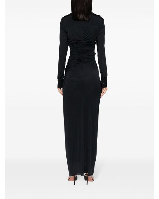 Christopher Esber Black Venus Plunge Shirt Dress