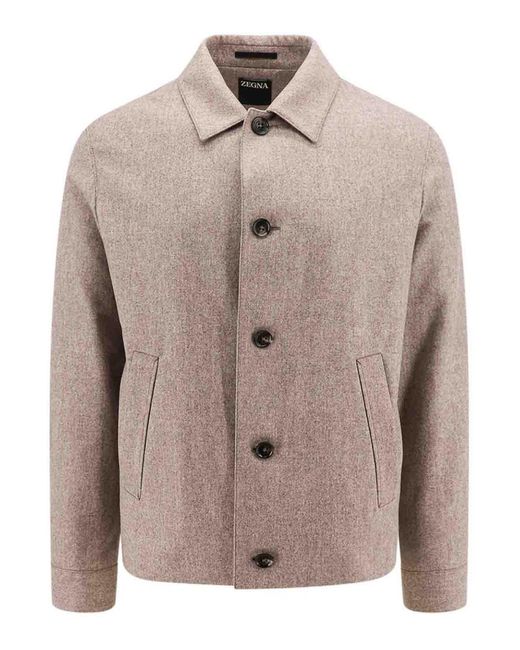 Zegna Natural Wool Blazer With Internal Pockets for men