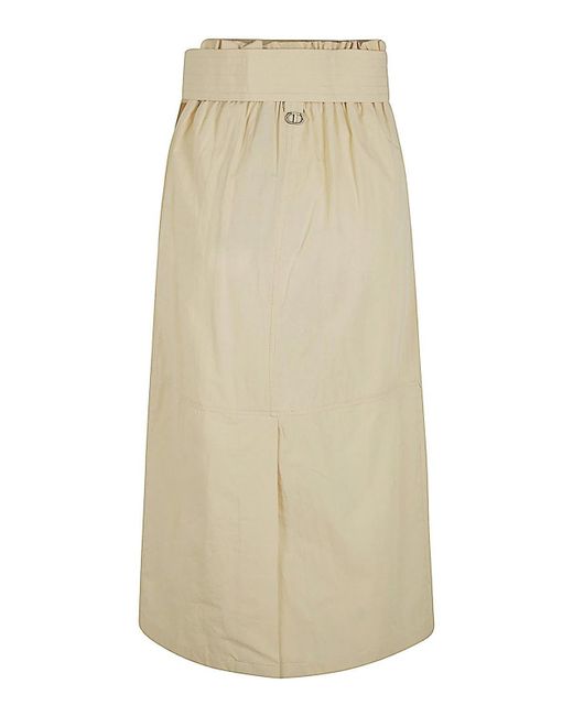 Twin Set Natural Belted Midi Skirt