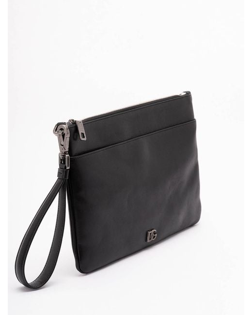 Dolce & Gabbana Black Leather Pouch for men