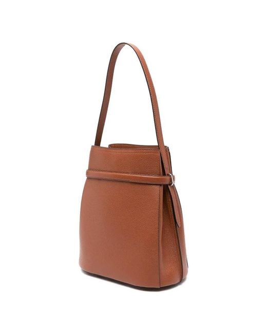 Totême Brown Belted Leather Bucket Bag