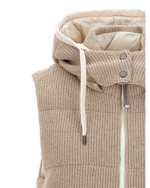 Brunello Cucinelli Natural Sequin Knit Vest