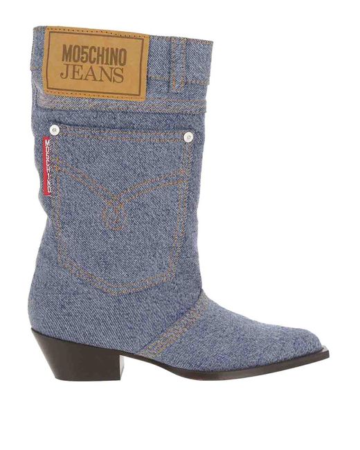 Moschino Blue Denim Boots
