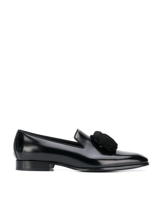 Jimmy Choo Black Warning Foxley Tassel Loafers for men