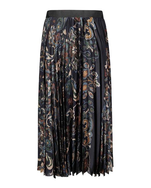 Sacai Black Floral Print Skirt