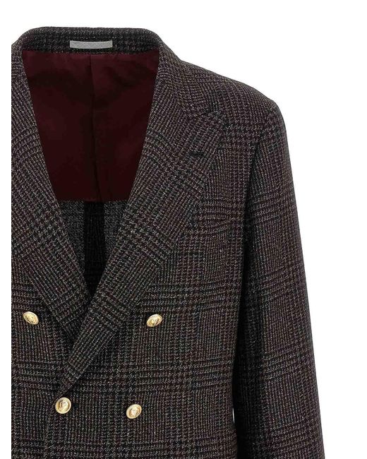 Brunello Cucinelli Black Prince Of Wales Blazer for men