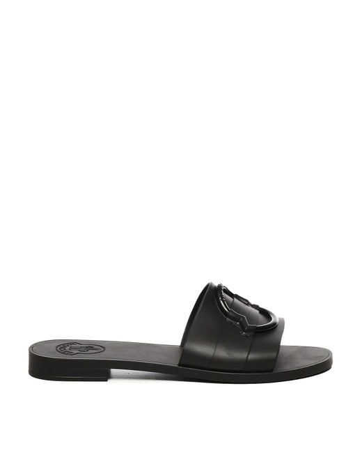 Moncler Black Slide Mon With Logo