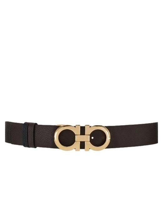 Ferragamo White Reversible Gancini Leather Belt