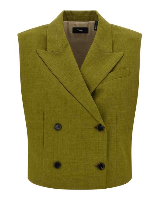 Theory Green Double-Breasted Vest