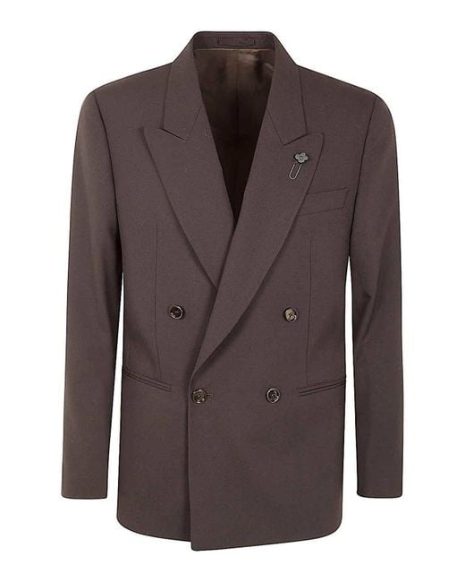 Lardini Brown Regular Fit Wool Blazer for men