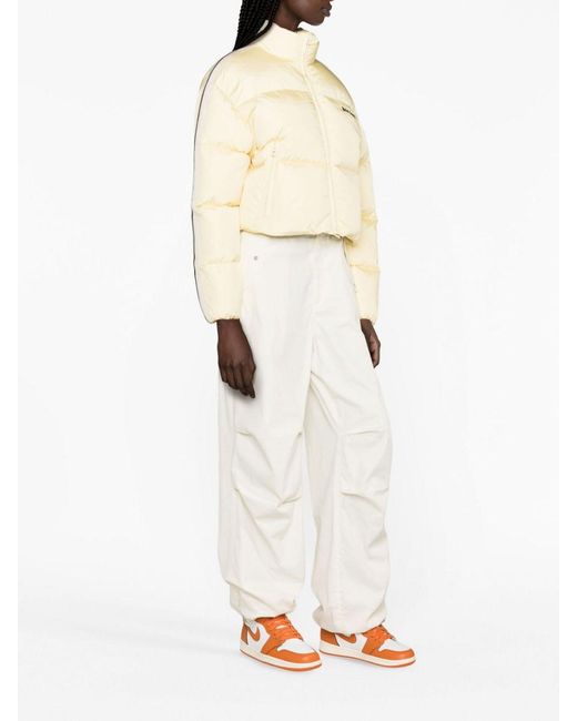 Palm Angels Natural Logo-Embroidered Puffer Jacket