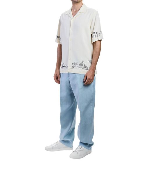 Paul Smith White Summer Reverie Embroidery S/S Shirt for men