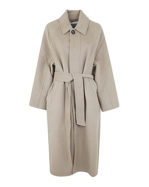 AMI White Long Belted Coat
